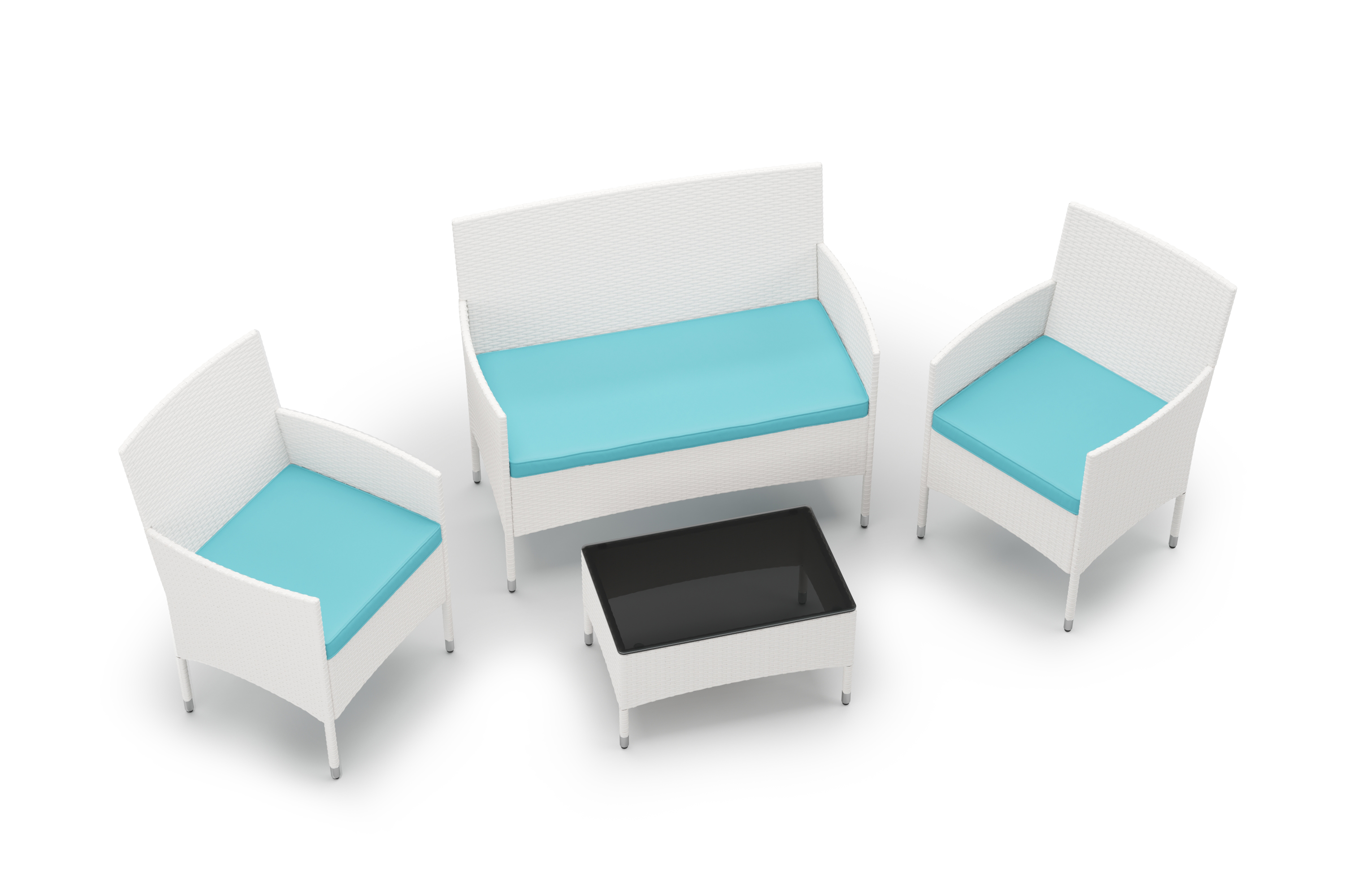 Gartenset Rattan MALIA weiss/türkis