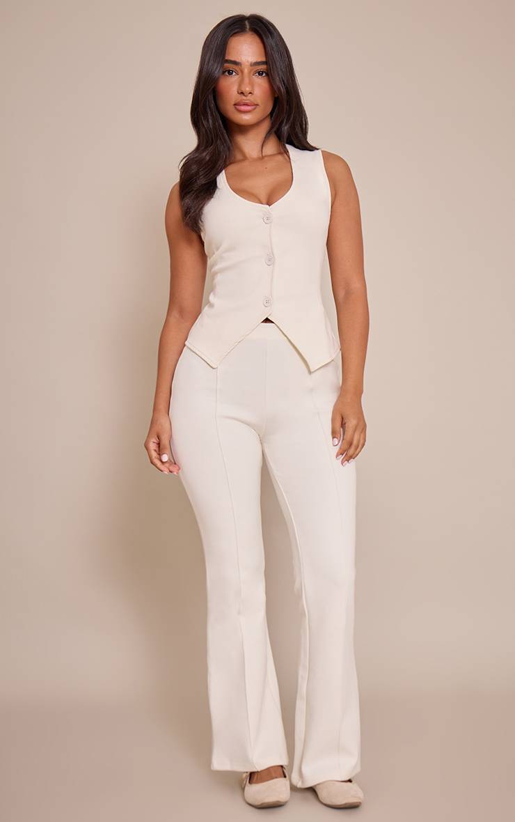 Crème Haut Sans Manches Boutonné En Interlock Petite