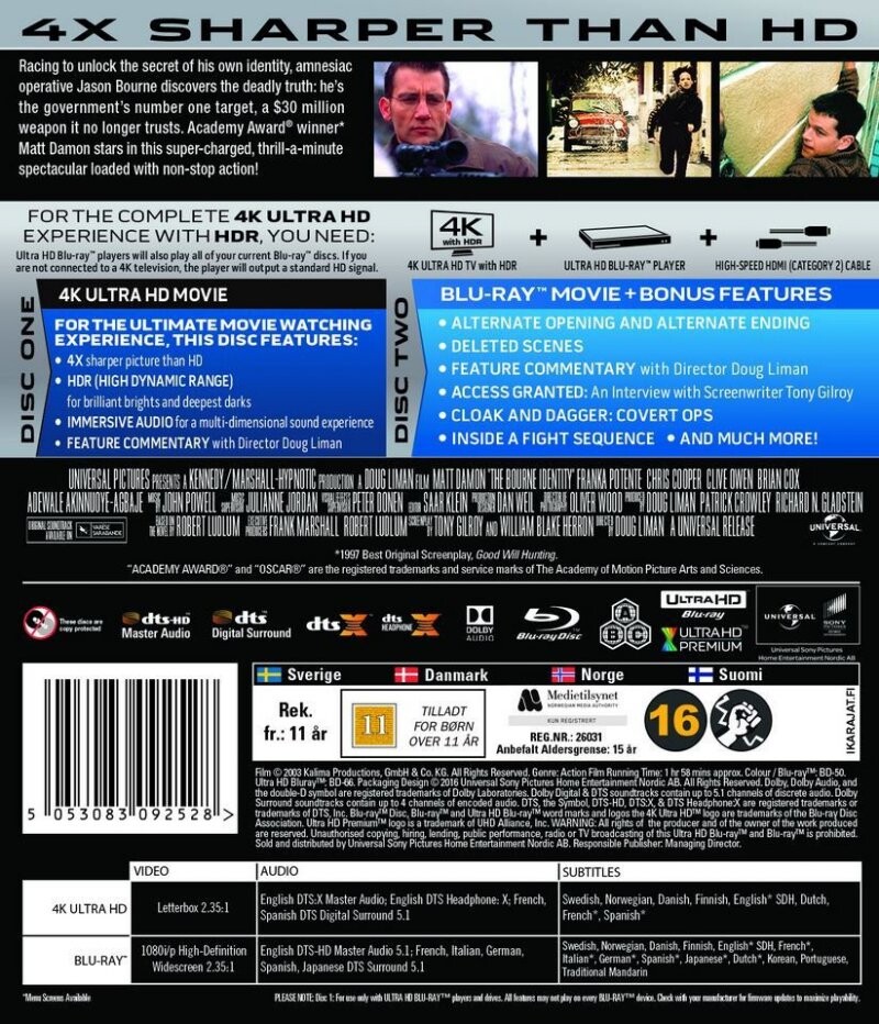 The Bourne Identity - 4K Ultra HD Blu-Ray