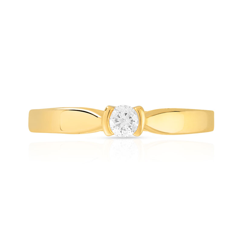Solitaire or 750 jaune diamant 0,1 carat