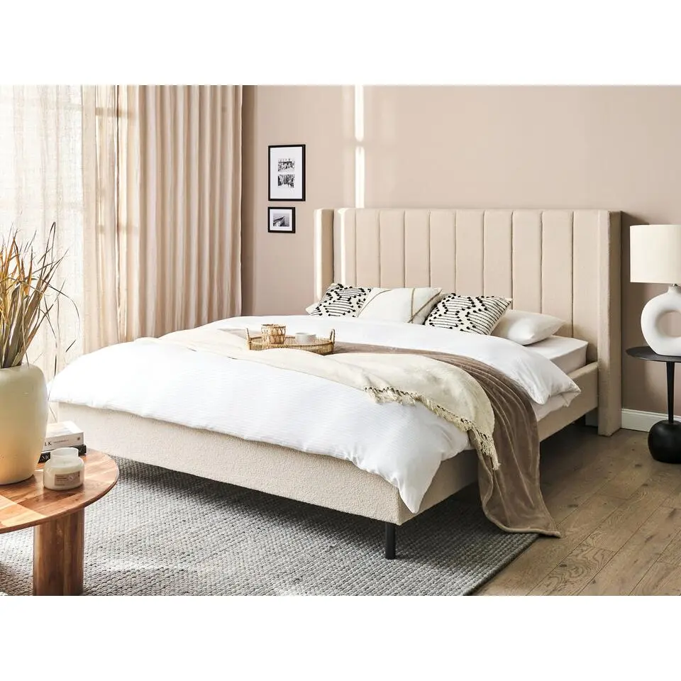 VILETTE - Tweepersoonsbed - Beige - 160 x 200 cm - Bouclé