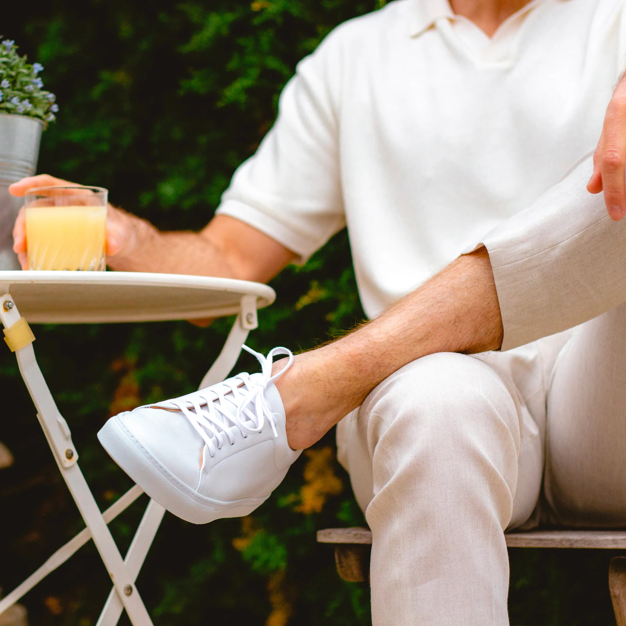 Kooper-Sneakers / Basket en cuir blanc