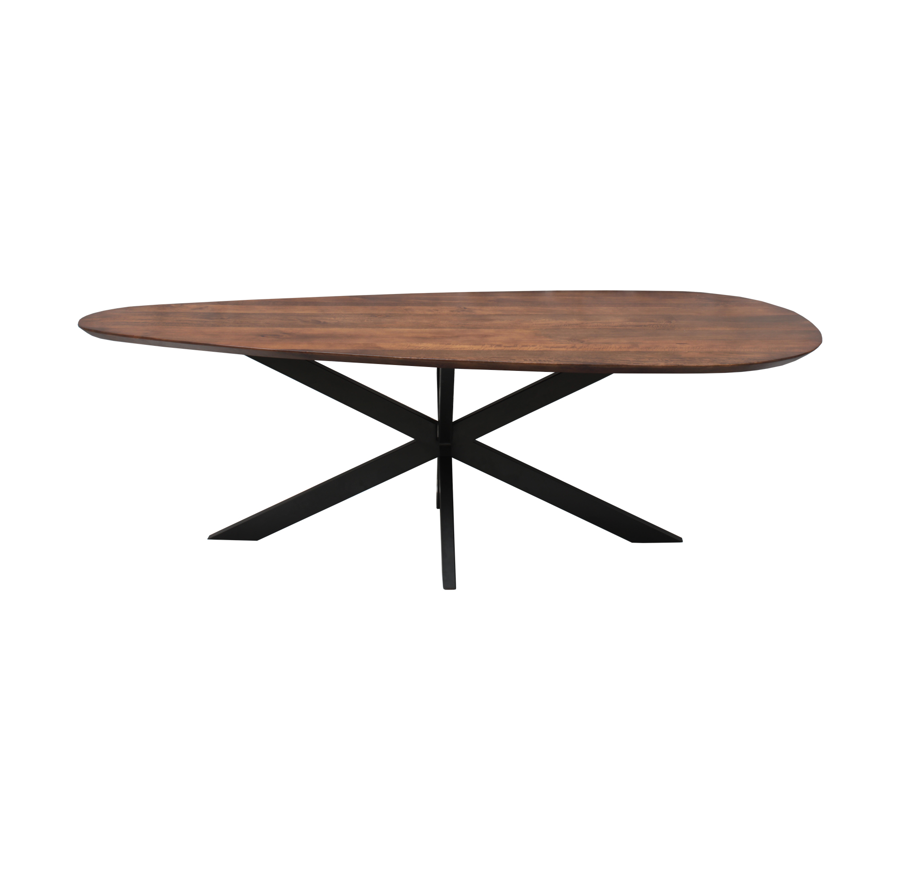 Eettafel organisch Druppel Eettafel mango organisch Druppel walnoot met spinpoot 200 cm