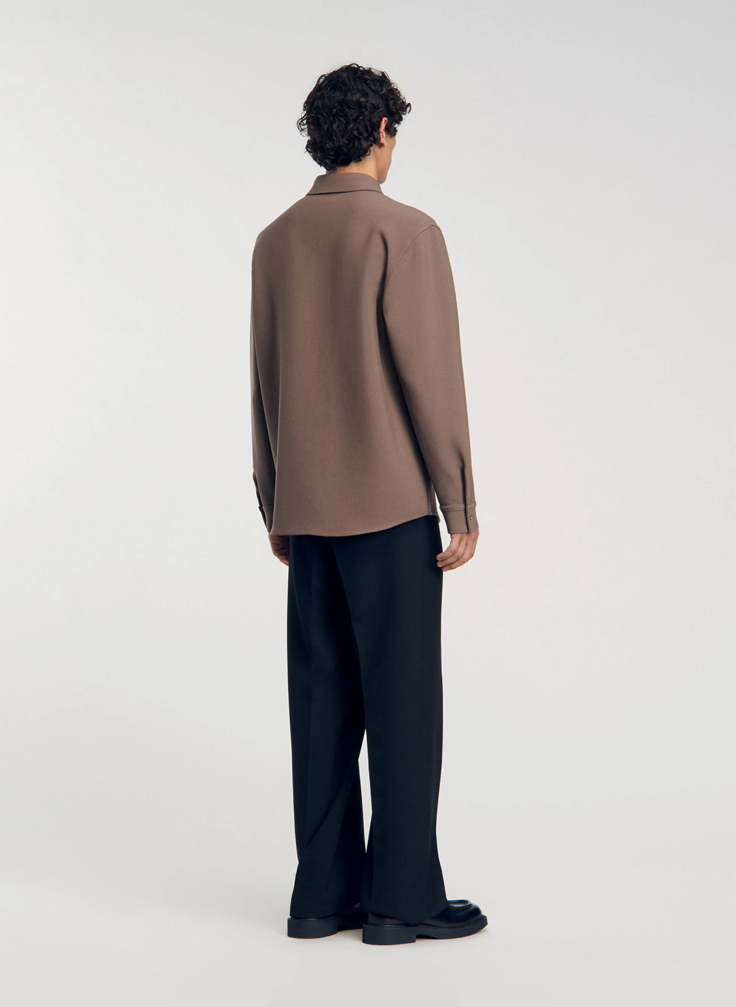 Chemise droite à col classique| Marron