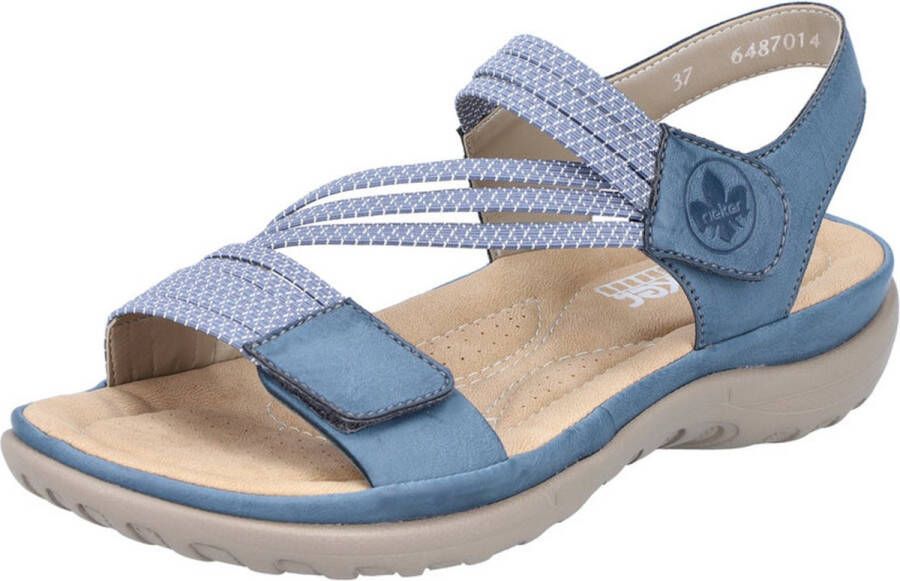 Rieker Blauwe Comfort Sandaal met Klittenbandsluiting Blue Dames