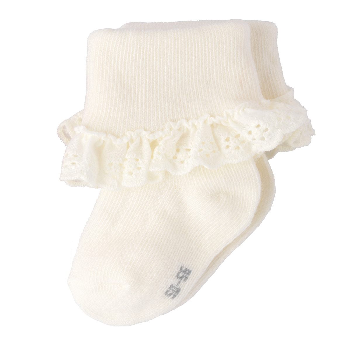 Topomini 2 Paar Newborn Socken mit Rüschen creme / altrosa