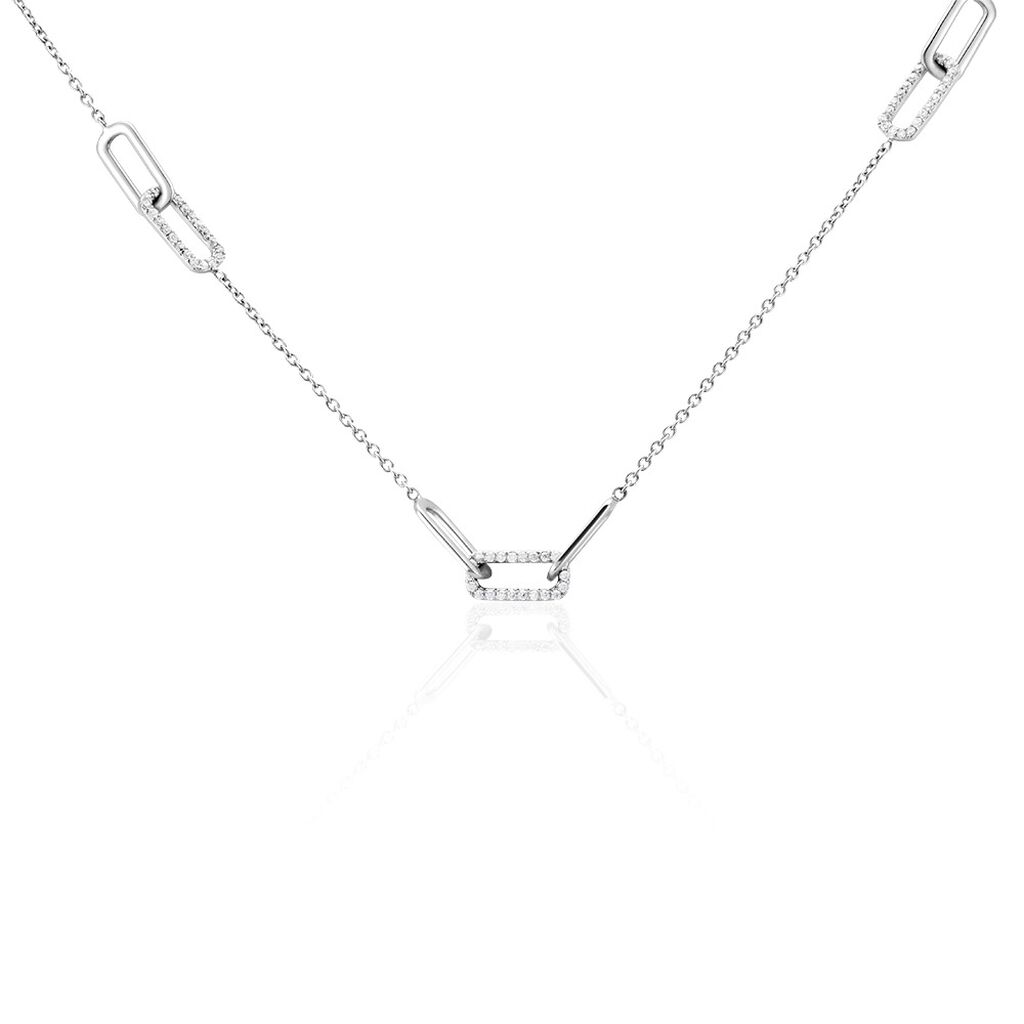 Collier Trait D'union Argent Blanc Oxyde De Zirconium