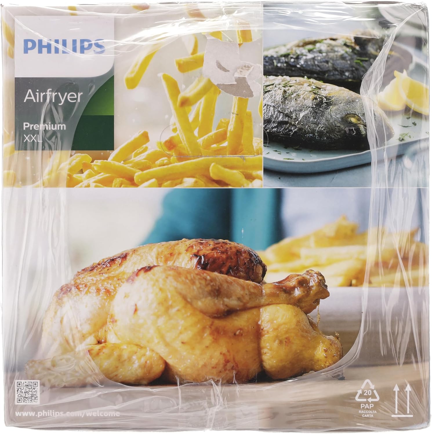 Philips Premium XXL Airfryer sans huile, Smart Sensing, 2225 W, technologie d'élimination des graisses, Rapid Air, 43,3 x 32,1 x 31,5 cm, Plastique, blanc, HD9870/20