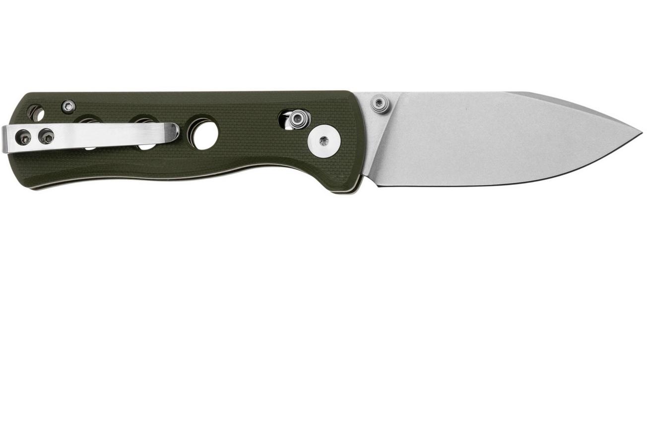 QSP Knife Canary Glyde 150GL-B1 Stonewashed 14C28N, Green G10, zakmes