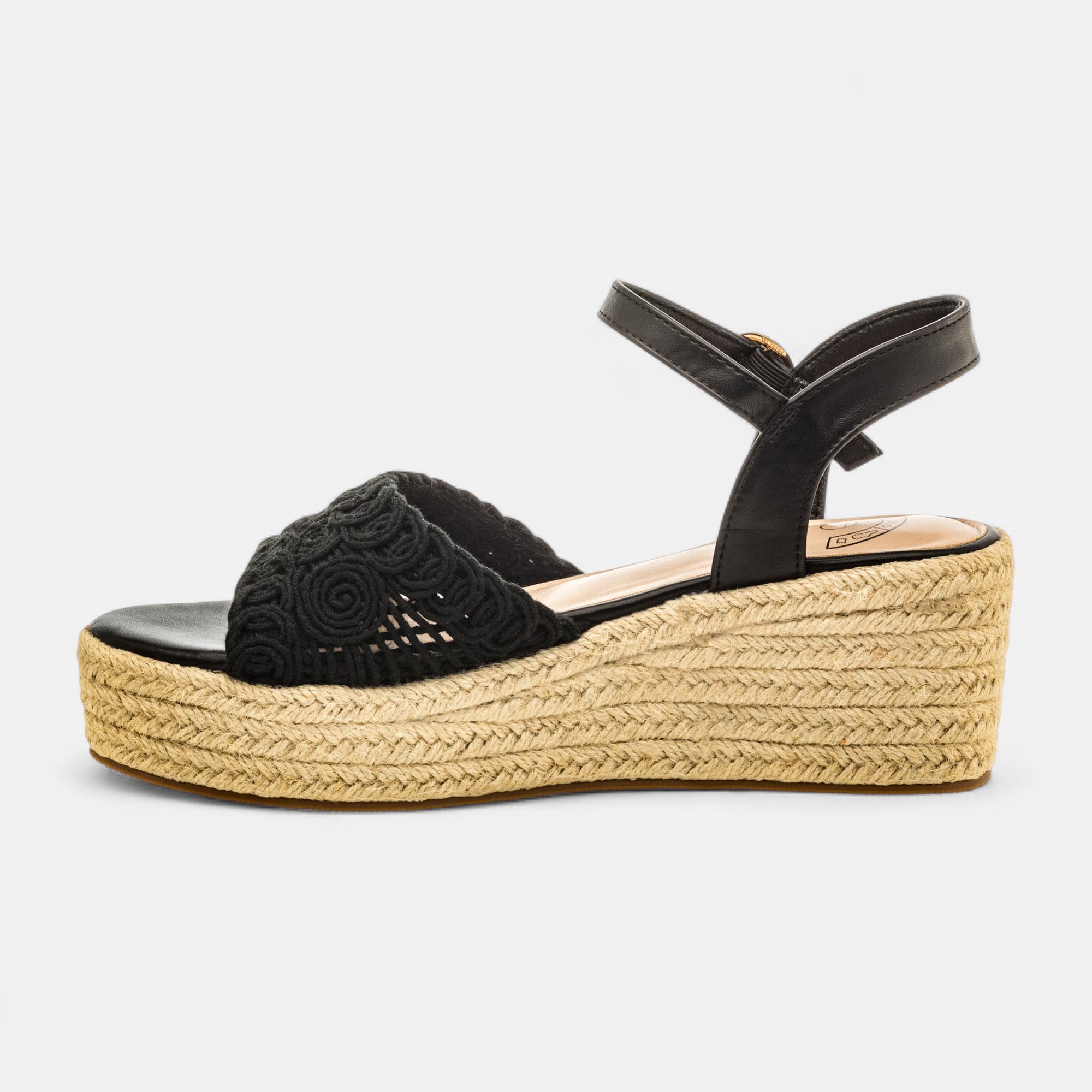 Espadrilles à talon compensé Femme noir