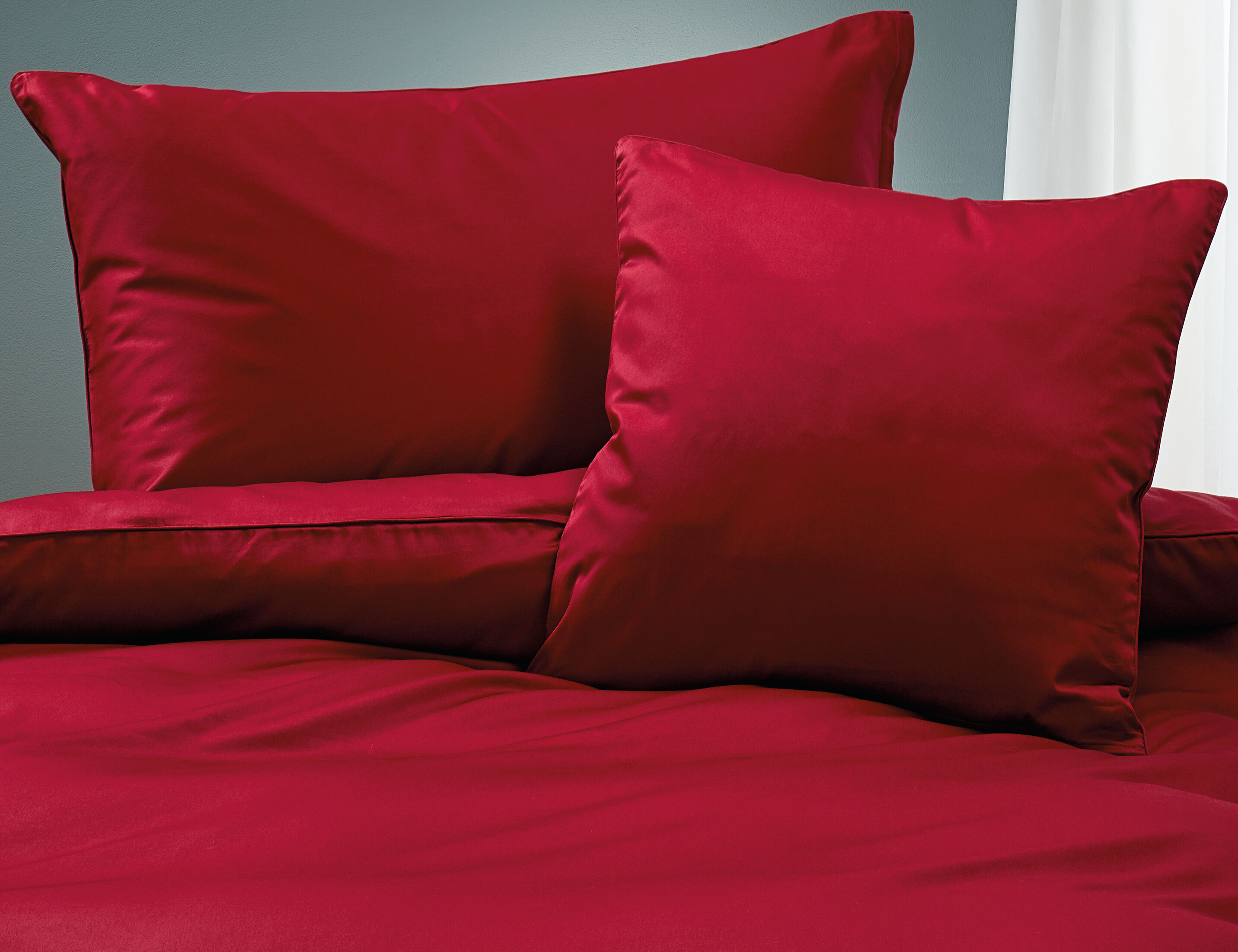 Uni Satin Bettwäsche mit Biese