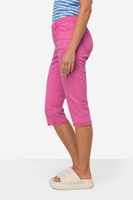 Caprihose, Jeggings, Fransensaum, Elastikbund, mit recycelten Materialien