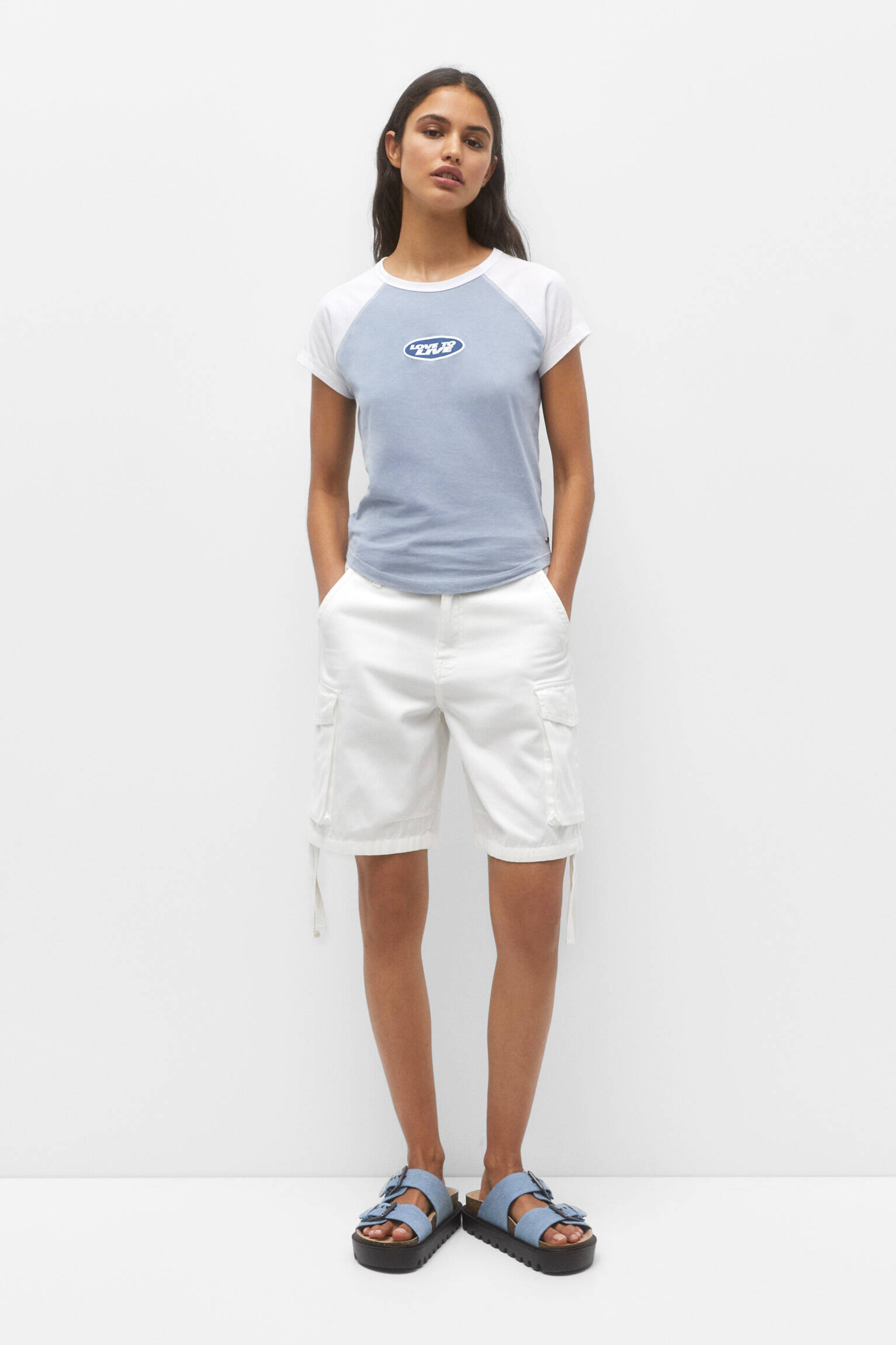 CAMISETA RAGLAN DE MANGA CURTA - AZUL CLARO
