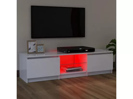 Meuble TV avec lumières LED Blanc 120x30x35,5 cm