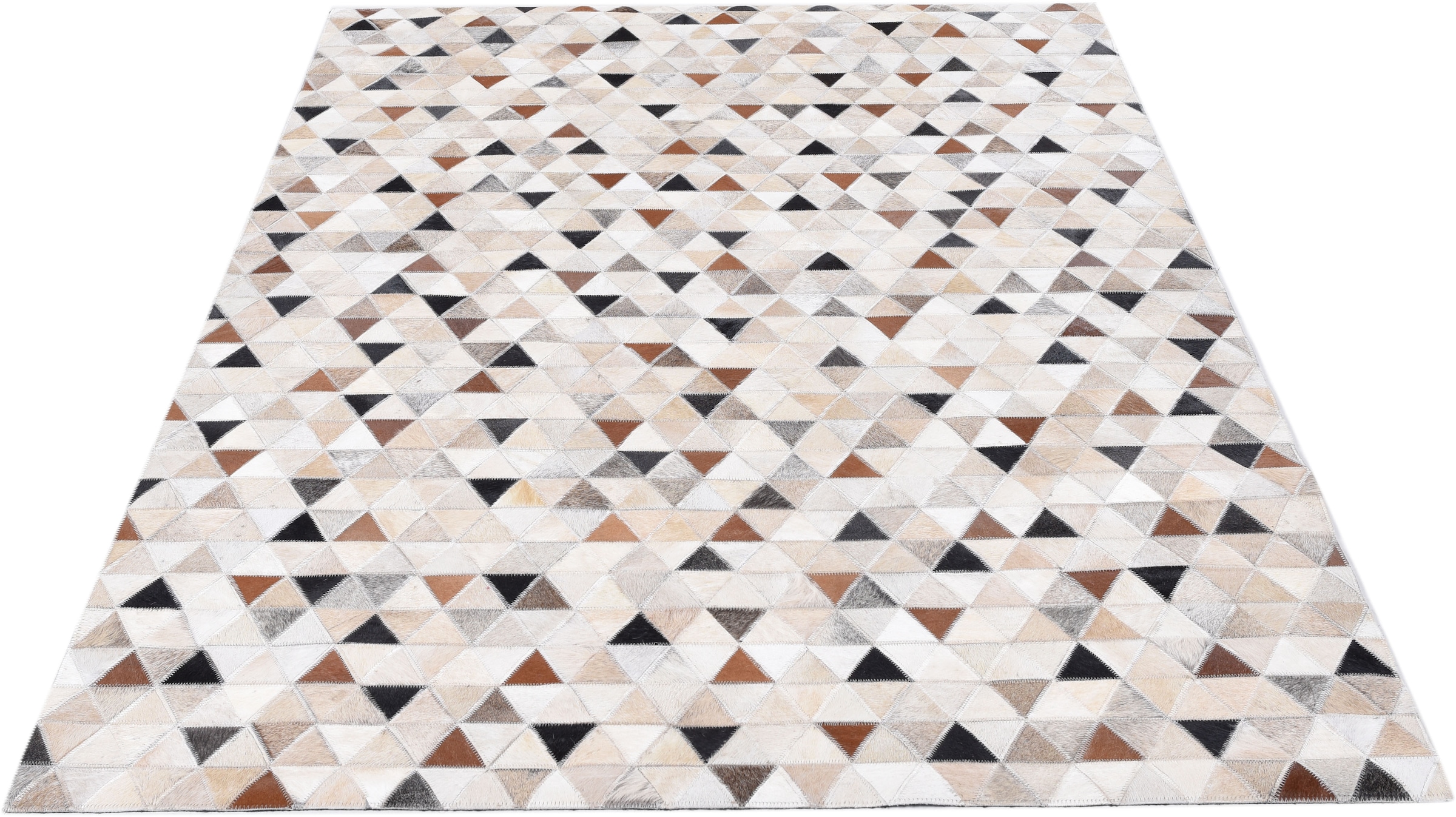 THEKO Fellteppich »Kobe« rechteckig 3 mm Höhe Patchwork, handgenäht, echtes Rinderfell in Naturtönen
