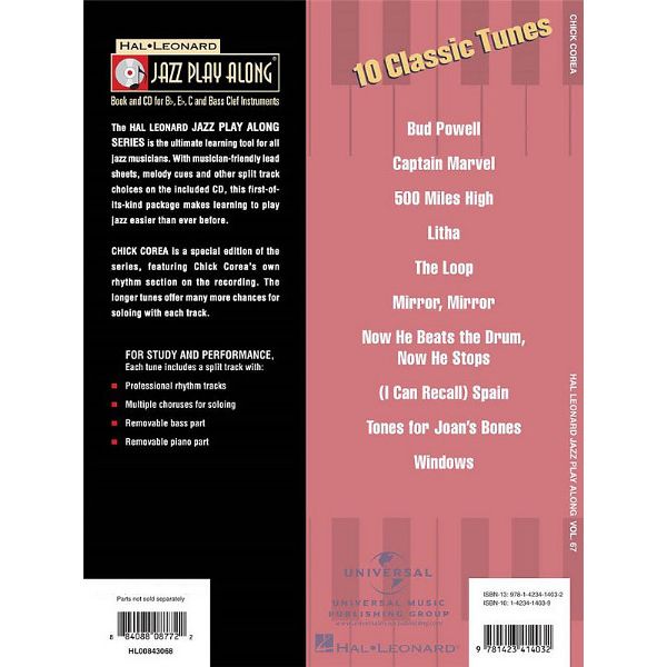 Hal Leonard Jazz Play-Along Chick Corea