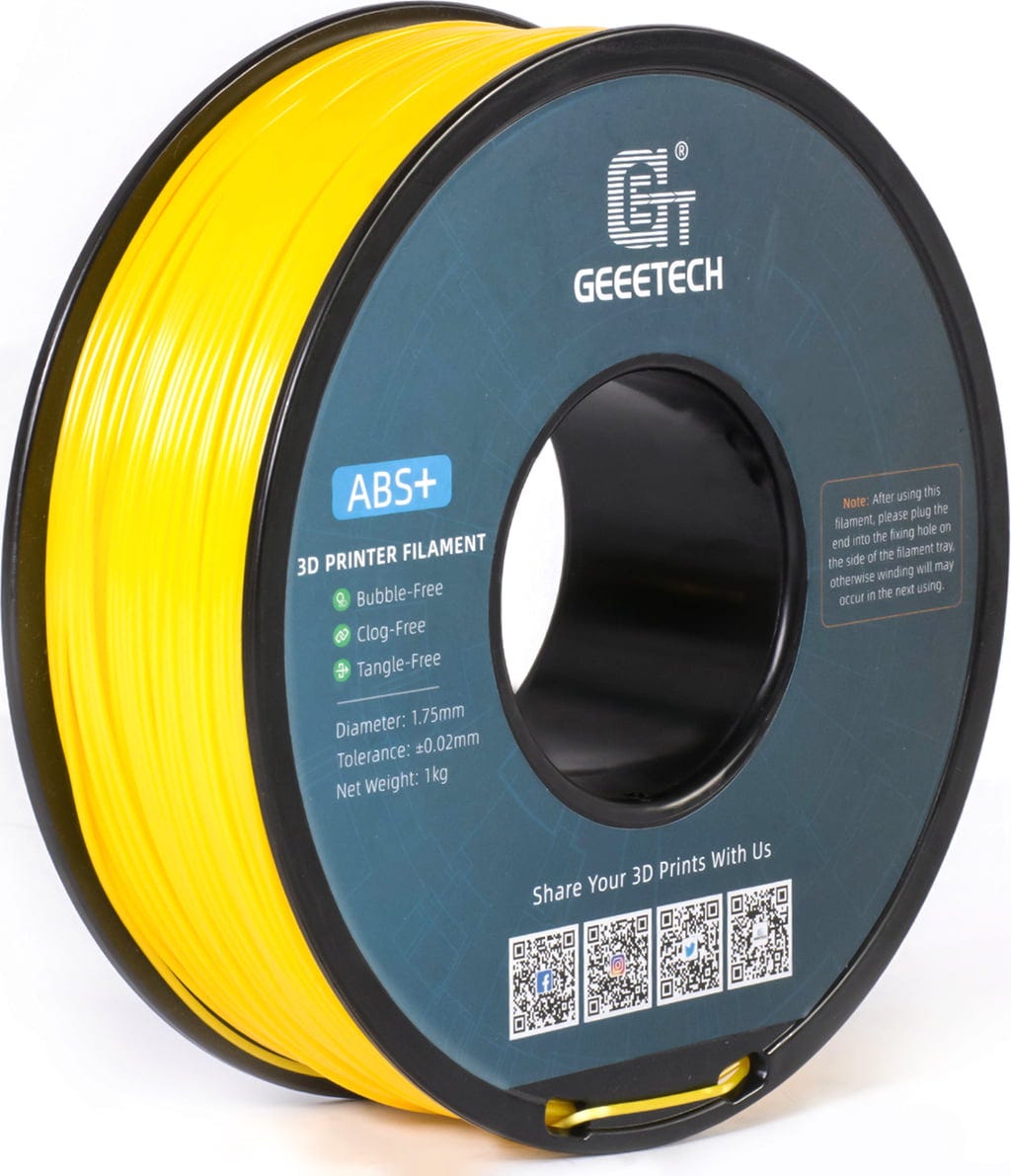 GEEETECH  ABS+ Yellow, 1,75 mm / 1000 g    Beständiges ABS-Filament für robuste und langlebige Modelle in Yellow