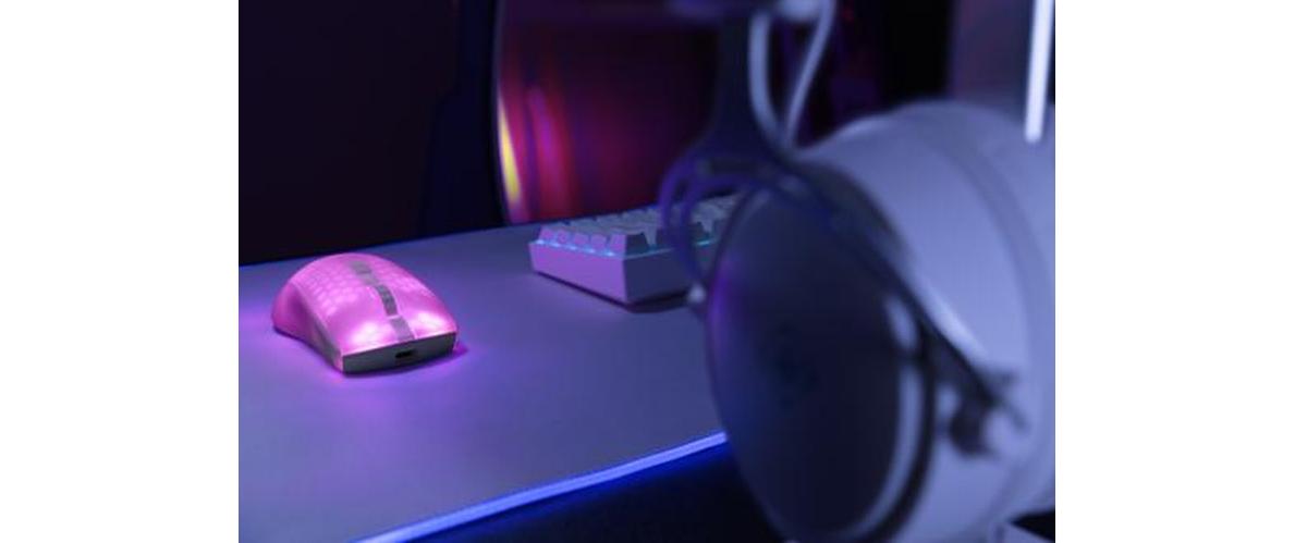 Gaming-Maus GAM-145-W Weiss/TrasparentLeichte Gaming-Maus mit RGB Beleuchtung