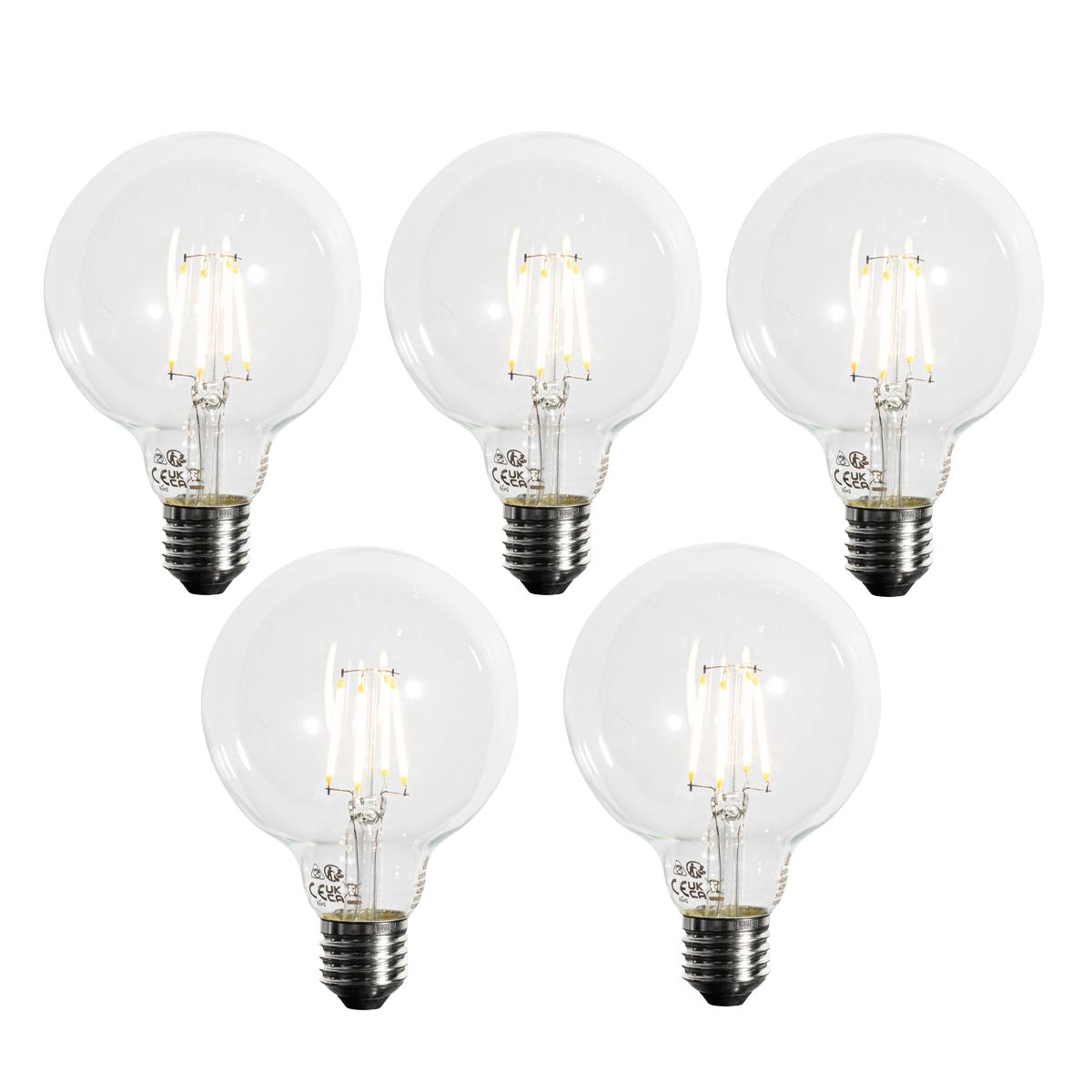 Set van 5 E27 dimbare LED lamp G95 5W 450 lm 3000K