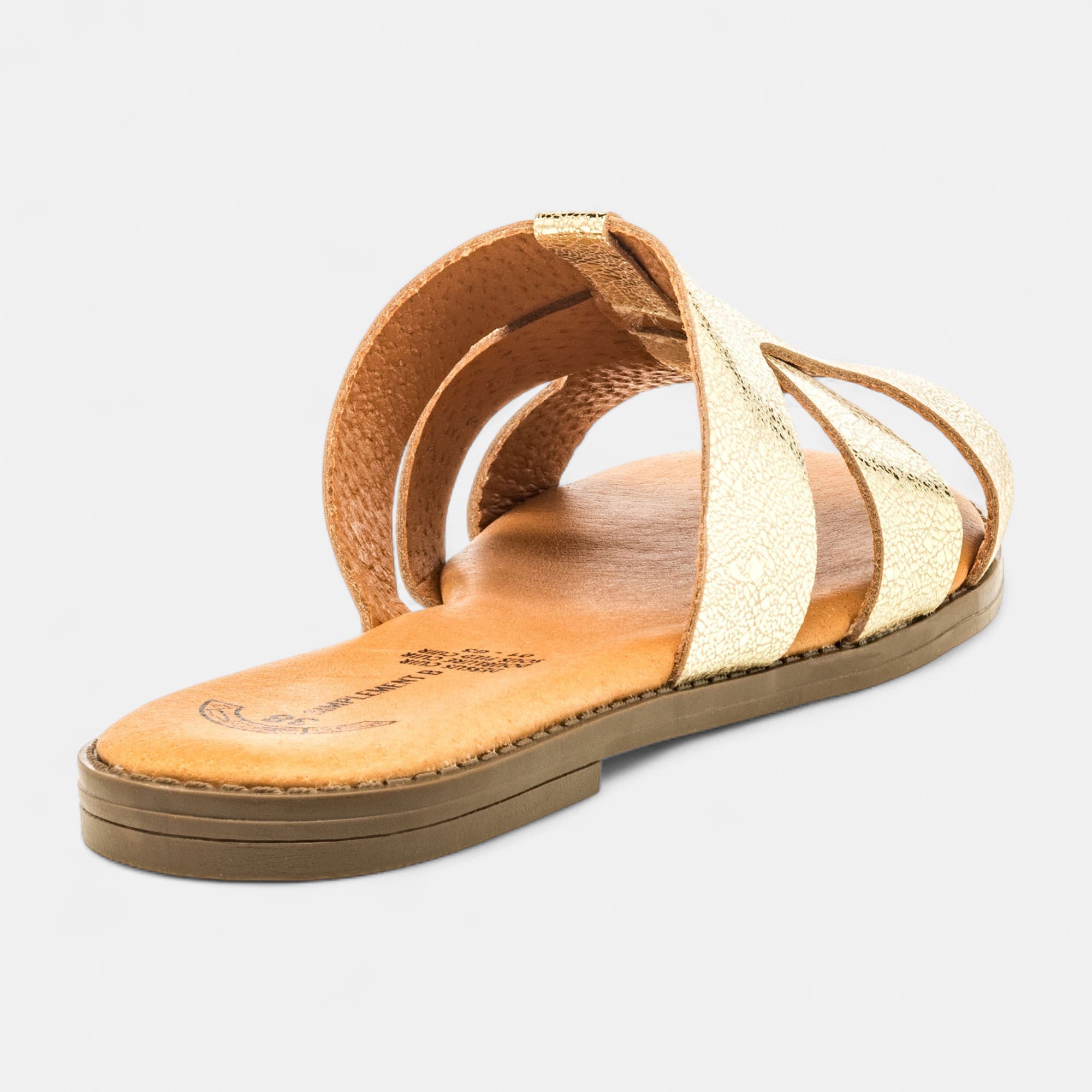 Mules Femme en cuir or