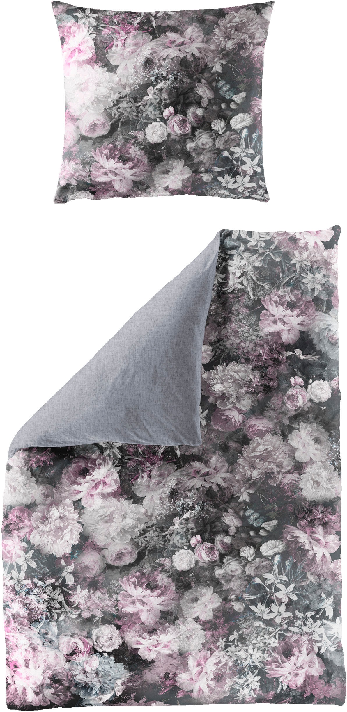 BIERBAUM Bettwäsche »Bunte Blumen in Gr. 135x200 oder 155x220 cm« 2 Stk. tlg. Bettwäsche aus Baumwolle, geblümte Bettwäsche mit Wendeoptik