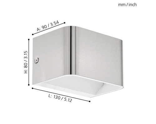 LED wandlamp 600 lm 3000 K HxL 8x13 cm Sania nikkel/mat