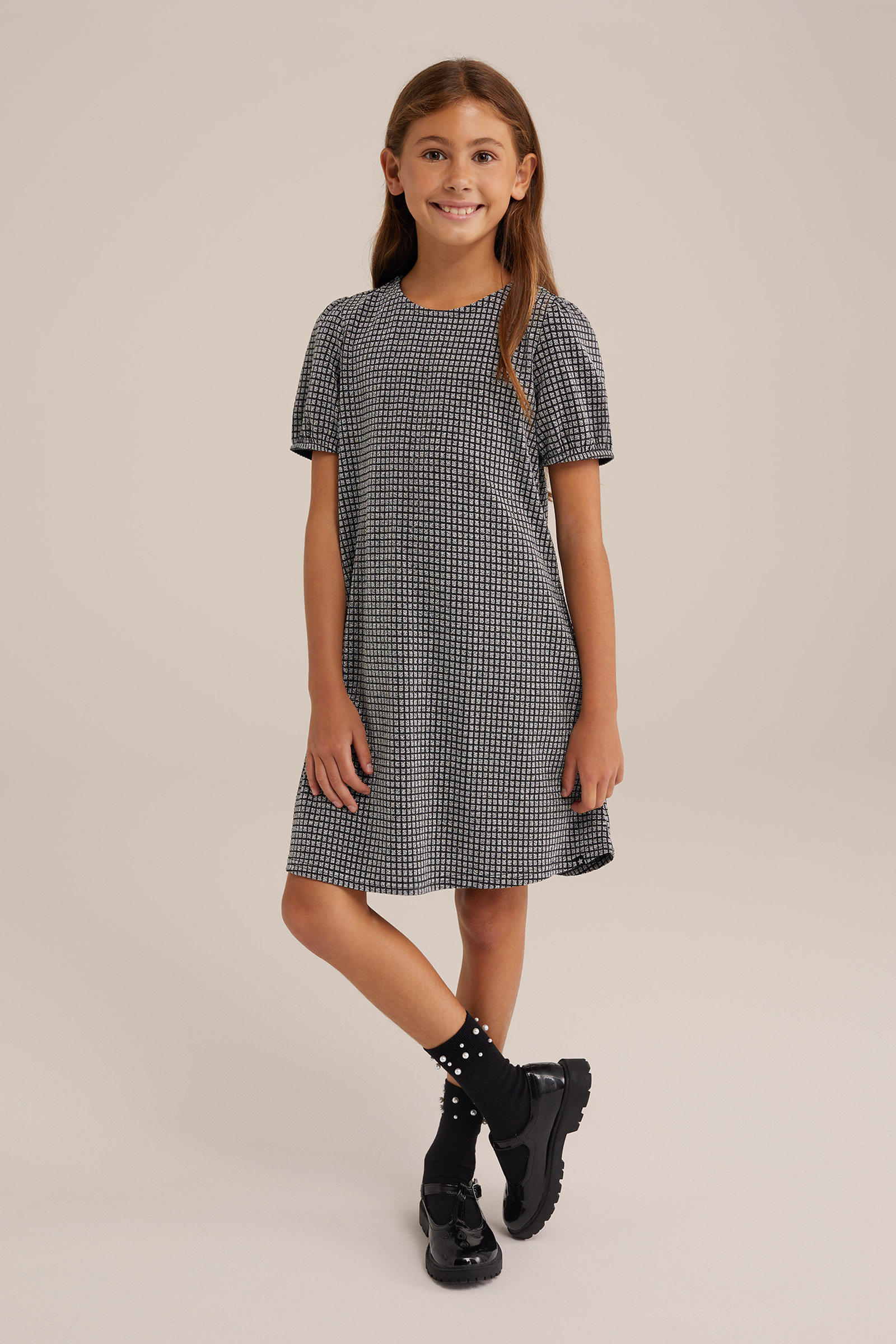 Meisjes jurk met dessin WE Fashion Zilver