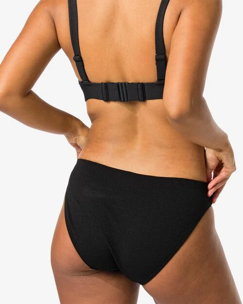 bas de bikini femme taille mi-haute noir