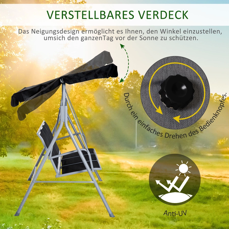 Outsunny Hollywoodschaukel mit Dach schwarz
