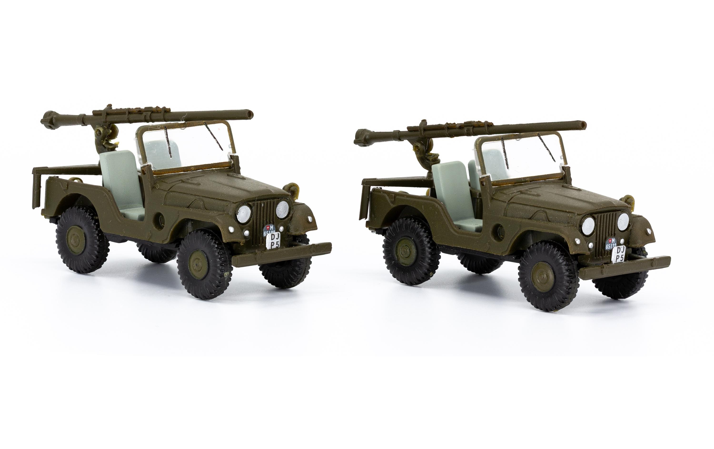 Jeep PAK58 Panzer Abwehr Kompanie-BAT 2er Set 1:87H0 Jeep Militärmodell