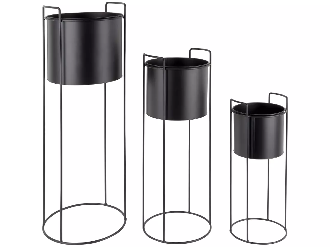 Set de 3 supports à plantes ronds en métal Essence