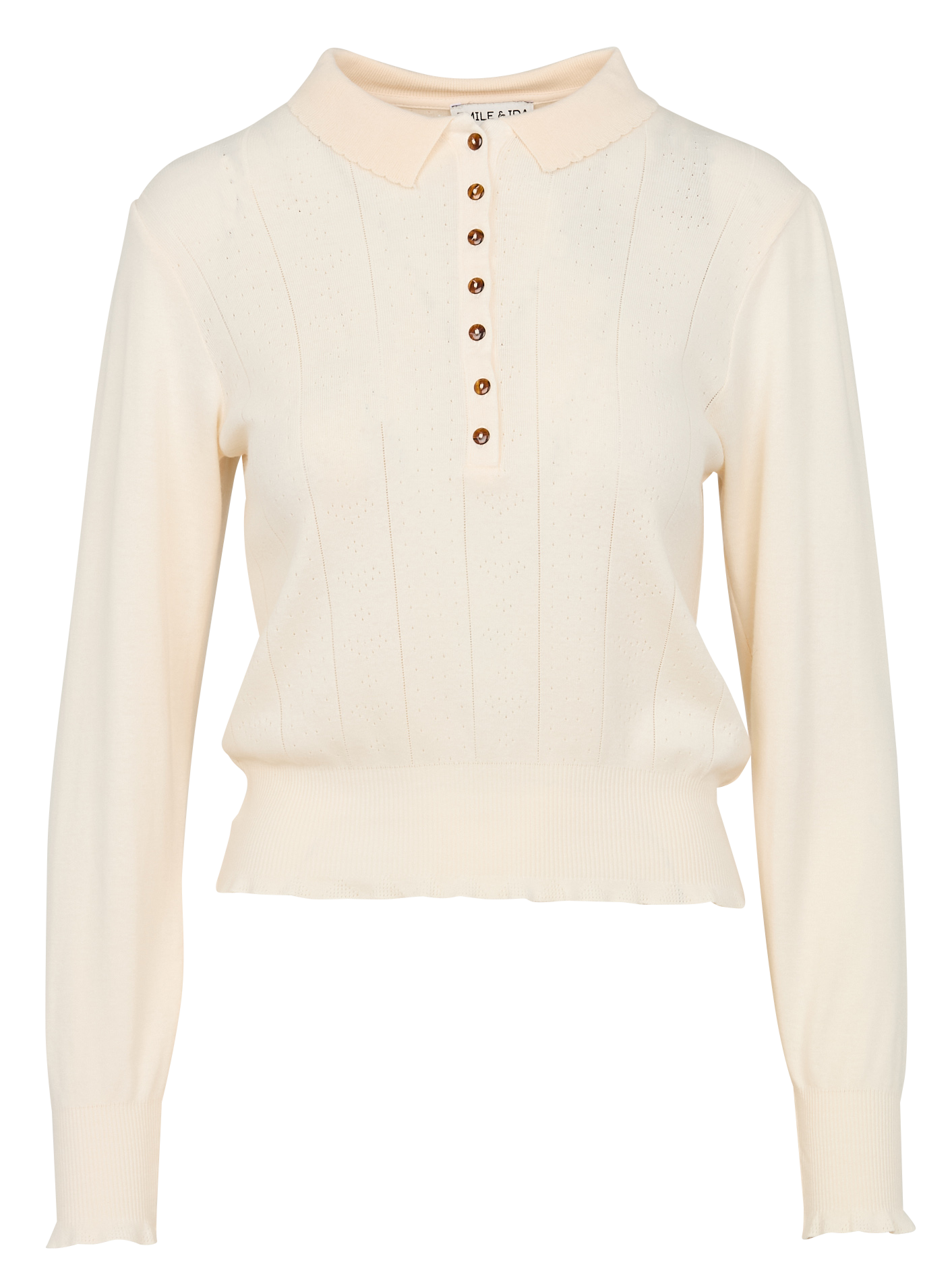 ANNETTE - Tee-shirt pointelle en coton mélangé | Blanc