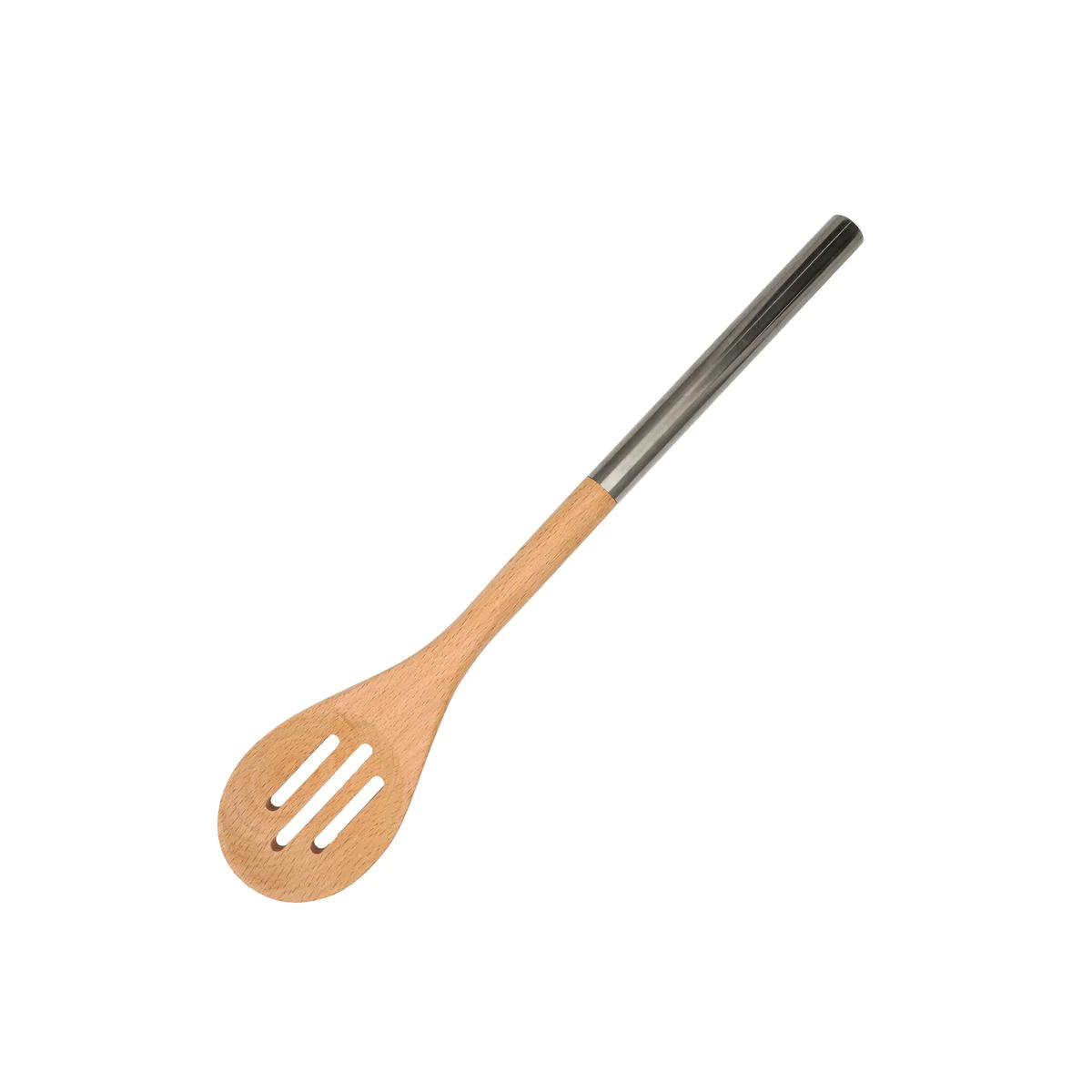 Cuillère en bois ajourée avec manche inox 34 cm en tout Boissellerie F