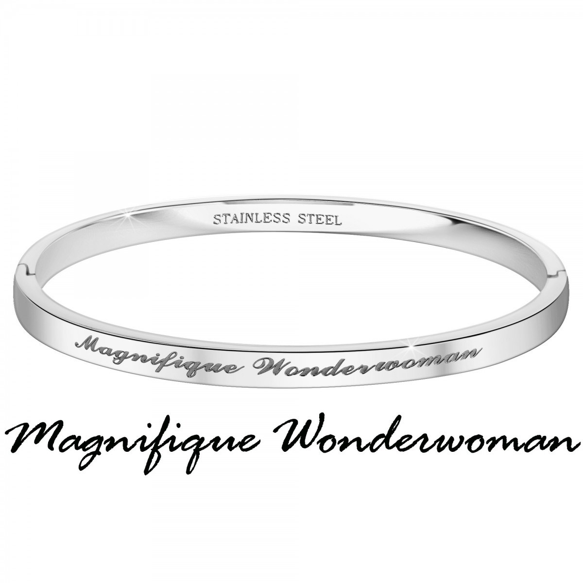 Magnifique Wonderwoman - Bracelet SC Crystal en Acier Rhodié argenté