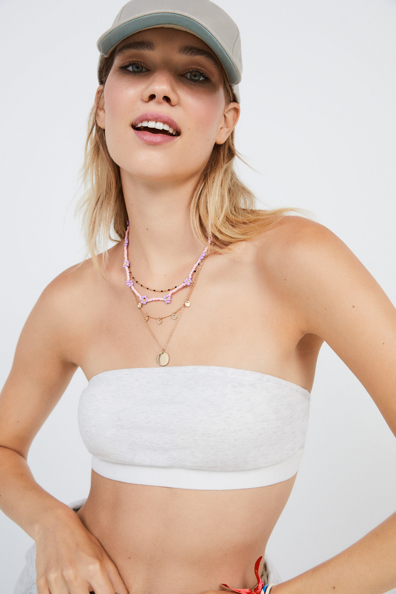 Top bandeau de algodão cinza