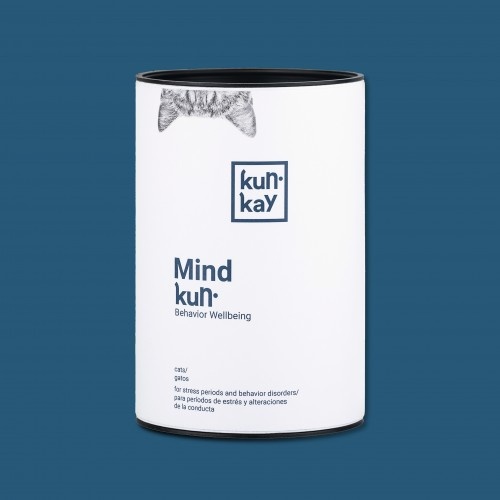 Suplemento Mindkun para equilíbrio do humor e comportamento em gatos.