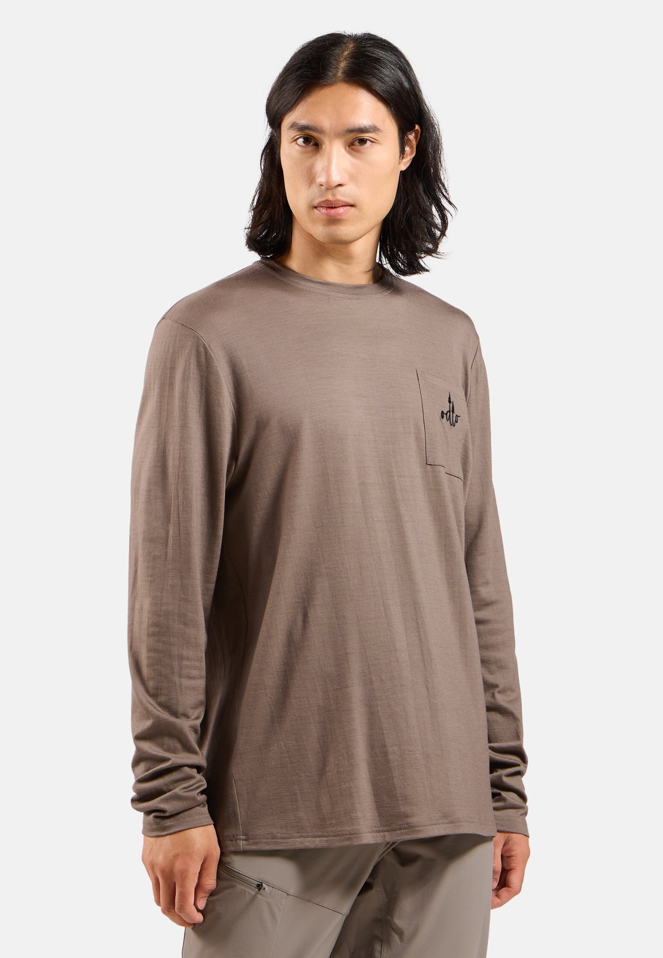 Ascent Merino 200 Langarmshirt mit Brusttasche in cinder