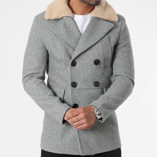 Veste Col Mouton Gris Chiné