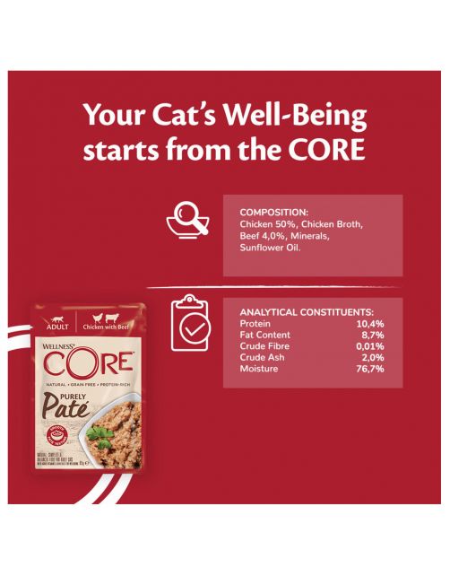 Wellness Core Purely Pate - Kattenvoer - Kip Rund 85 g