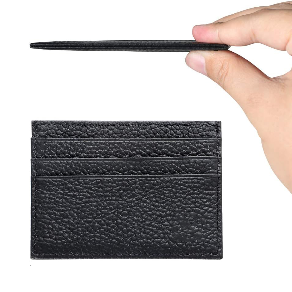 Echtleder Geldbörse Fashion Portemonnaie Karten Etui mit 7 Fächern - Schwarz