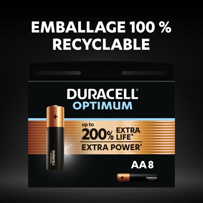 Duracell Optimum - Pack de 8 piles Alcalines AA/LR06 - 1,5V