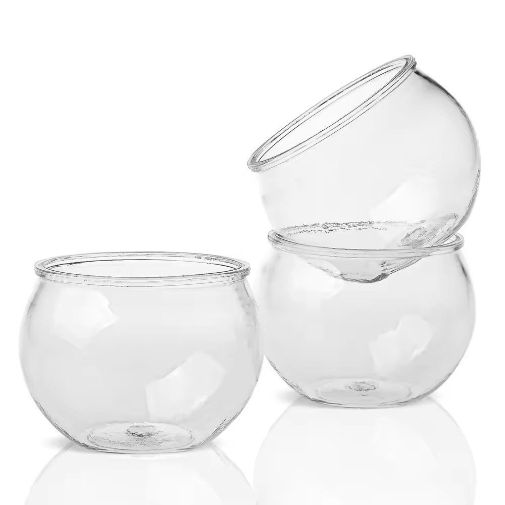 (10er Set) Ø5x4cm Einweg Mini Dessert Kugel Becher Party Geschirr Schälchen für Glacé / Mousse / Pudding - Transparent