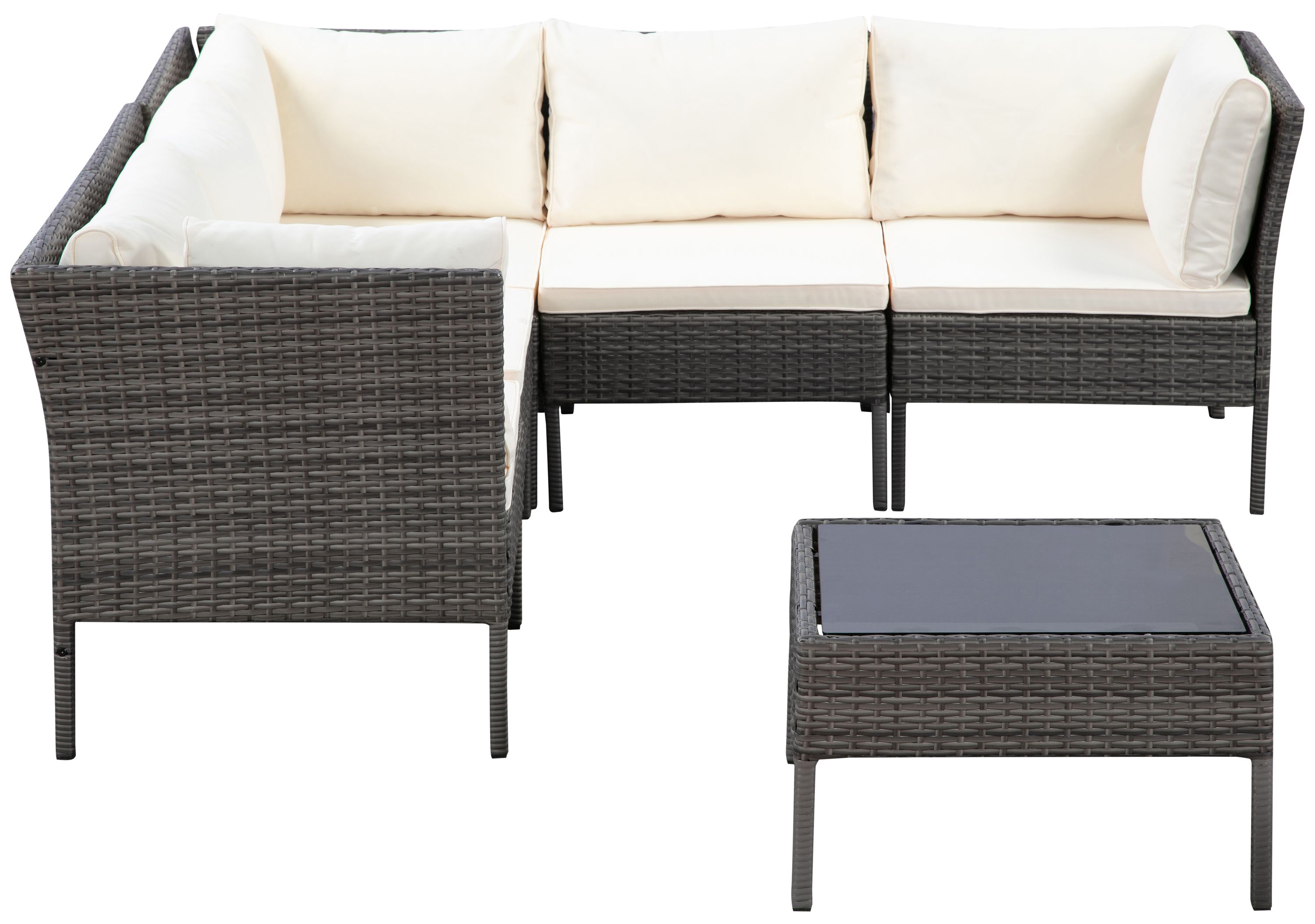 Rattanlounge BARI grau/beige