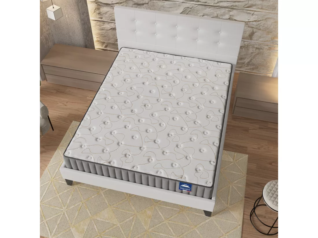 Ensemble Matelas + Lit Avec Tête De Lit 140x190 Cm, Orionis 16cm D’épaisseur À Mémoire De Forme