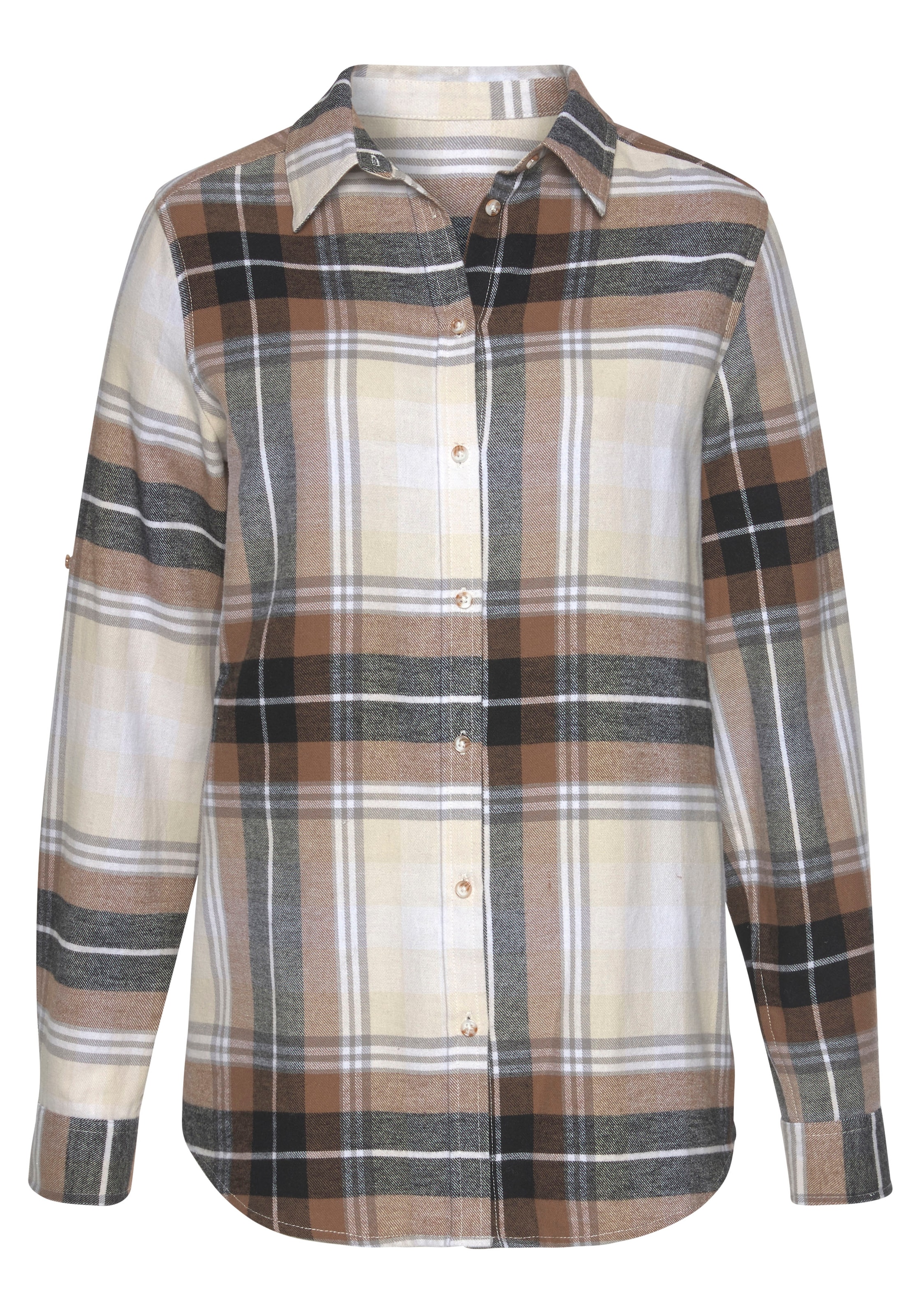 Buffalo Hemdbluse , aus weichem Flanell mit Blusenkragen, Flanellhemd, Karobluse