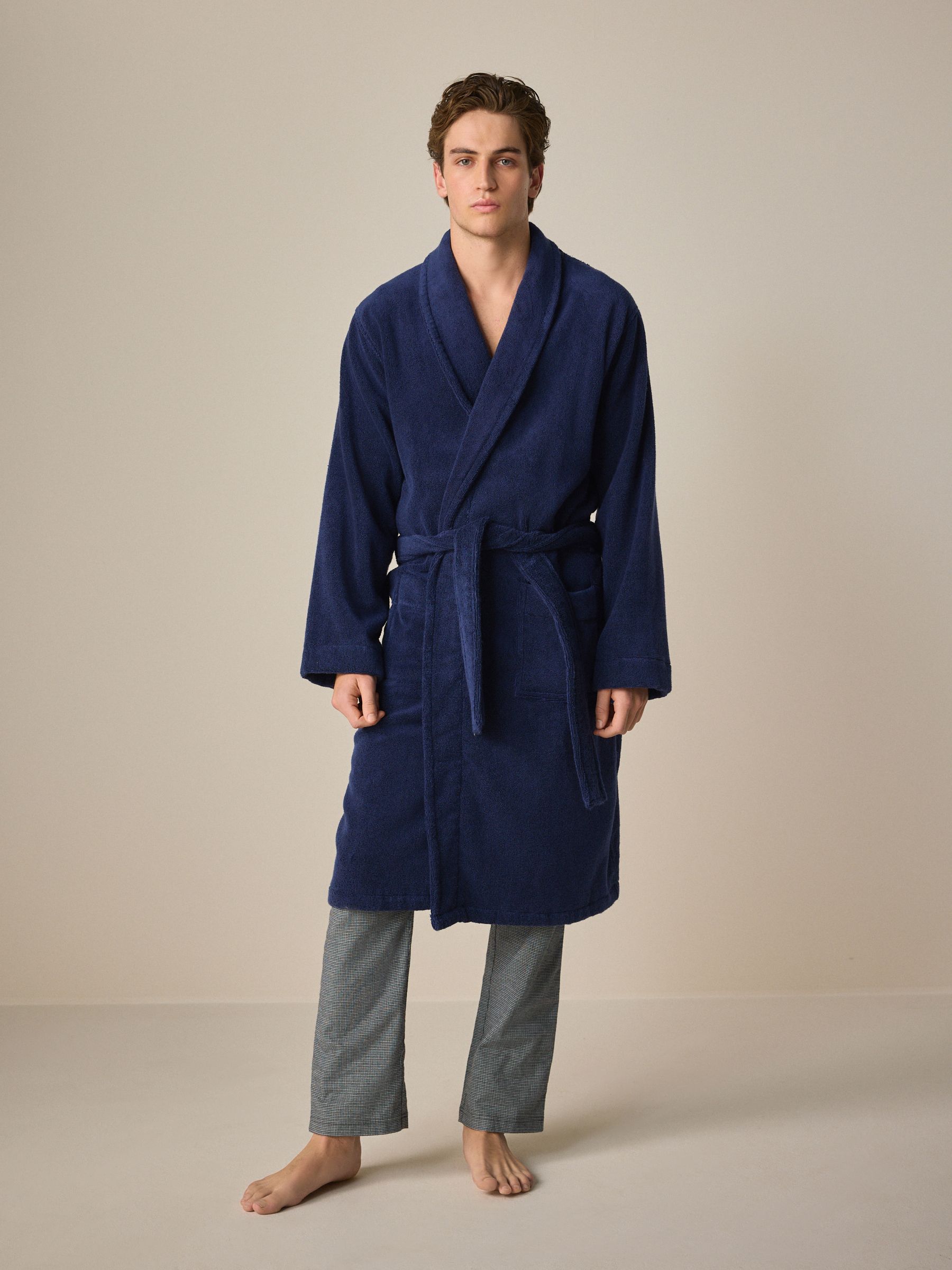 Donkerblauw - 100% Cotton Premium Towelling Dressing Gown