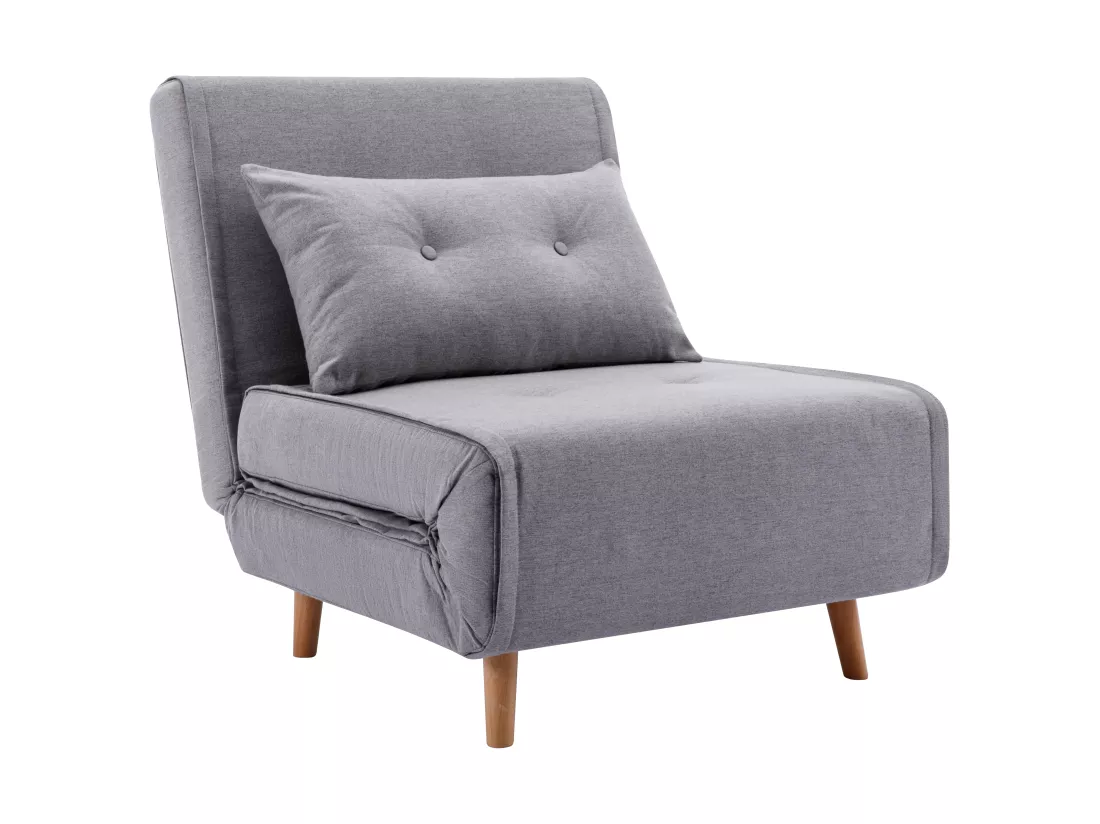 Fauteuil convertible en tissu gris clair URIBIA