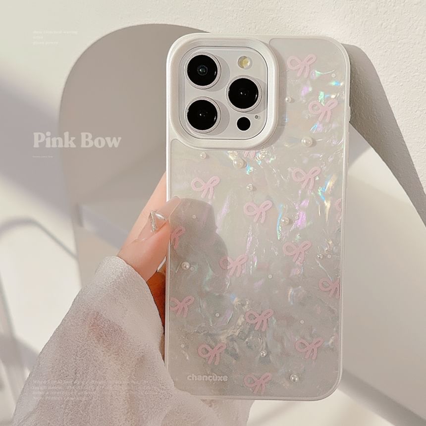 kloudkase - Strik telefoonhoesje / Kunstparel zelfklevende decoratie / Band / Set - iPhone 15 Pro Max / 15 Pro / 15 Plus / 15 / 14 Pro Max / 14 Pro / 14 Plus / 14 / 13 Pro Max / 13 Pro / 13 / 13 mini / 12 Pro Max / 12 Pro / 12 / 12 mini / 11 Pro Max