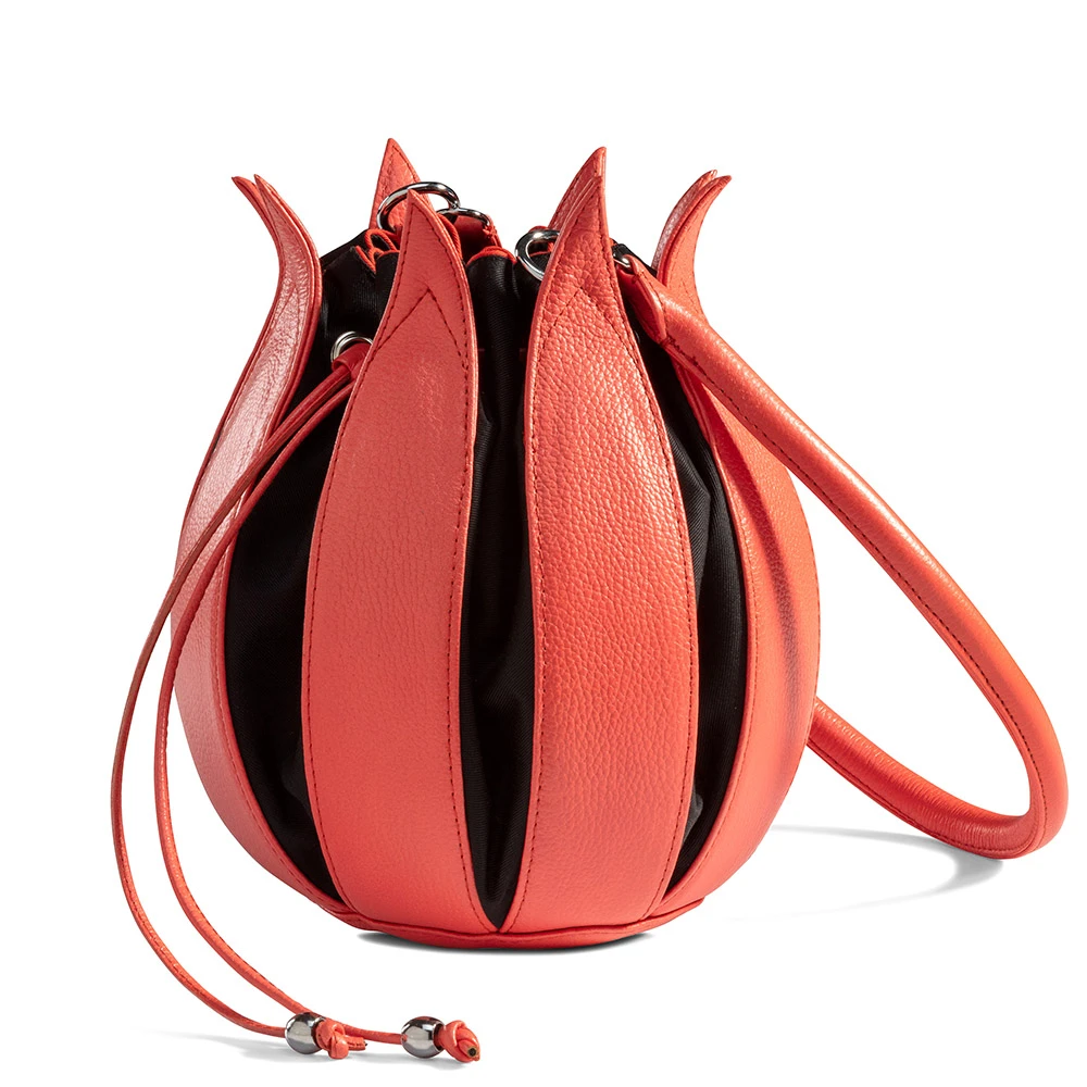 Tulip Structure Leather Salmon - Black Canvas Medium