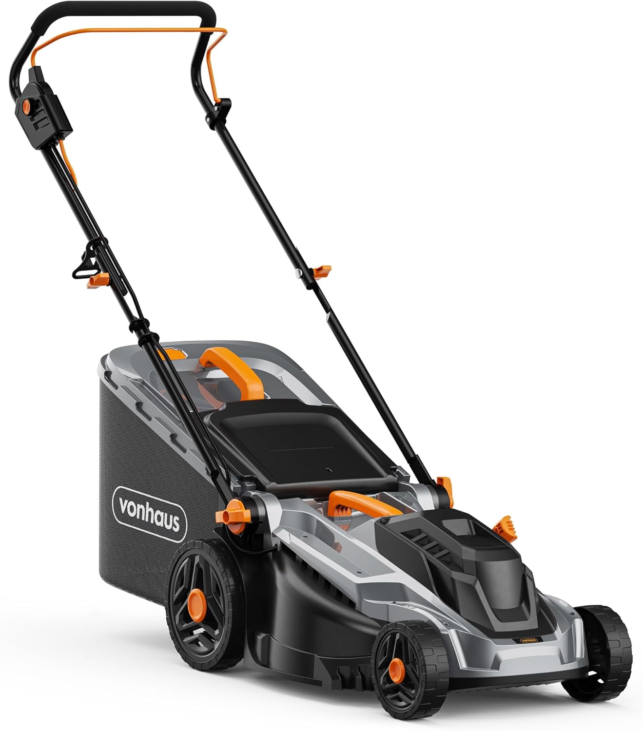 VonHaus Tondeuse à Gazon 1800 W - Tondeuse de Jardin Filaire pour Tous Types d'herbe - Sac de Ramassage 52 L, Guidon Réglable en Hauteur, 5 Réglages de Tonte, Poignée de Transport